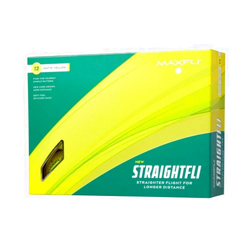 Maxfli Straightfli Golf Balls - 12 Pack Orange, Yellow- Straighter Flight, Enhanced Alignment Aid, Lower Compression Softer Feel
