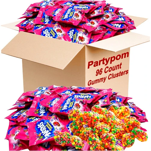 Partypom Nerds Gummy Clusters Bulk Candy, 96 Fun Size Packs, Rainbow Pastel Colors Crunchy and Chewy Gummy Nerds, Individually Wrapped 3 lb Sweet Candies, Goodie Bags Stuffer, Pinata, Kids Birthday Party Favors, Lunchbox Snacks