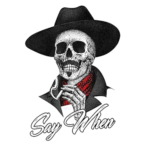 JMM Industries Say When Doc Holiday Sticker Decal Skeleton Skull Tombstone Quote 2 Pack Western 4-Inches Premium Quality Vinyl Sticker UV Protective Laminate PDS2146