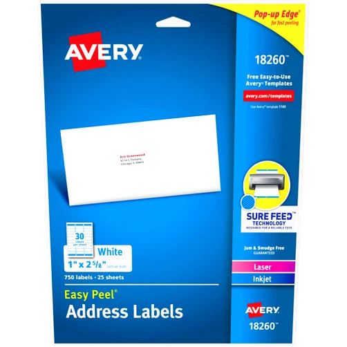 Avery Easy Peel Printable Address Labels with Sure Feed, 1