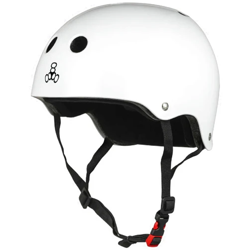 Triple Eight The Certified Sweatsaver Helmet for Skateboarding, BMX, Roller Derby and Roller Skating, White Glossy, L/XL