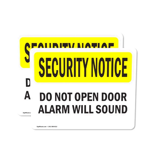 SignMission (2 Pack) Do Not Open Door Alarm Will Sound OSHA Security Notice Sign 14 Inch X 10 Inch Vinyl Label Decal Sticker Weather Resistant, UV Protected for Workplace, Construction Site, Made in the USA