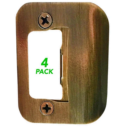 GATOR Strike Plates 4-Pack Gator Door Latch Restorer - Strike Plate (Antique Brass)