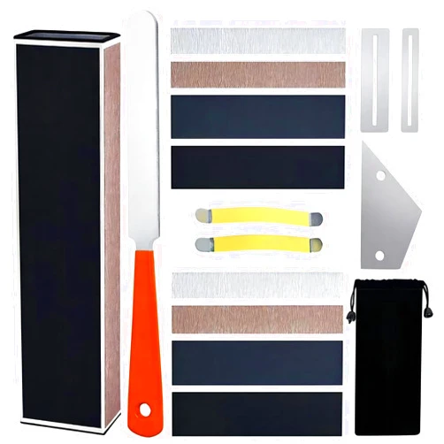 Ahathyw 16PCs Guitar Diy Tools Fret File Crowning, Fret Rocker, Fret End Dressing File, Fret Wrap, Fret Leveling Beam, Fret Polishing Kit, Fingerboard Guards, String Spreaders Sanding Papers for Guitar Bass