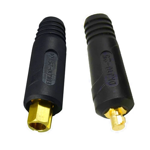 RIVERWELD TIG Welding Cable Panel Connector Plug & Socket Set DKJ10-25 & EDKL10-25 200Amp with Black Color Dinse-Style Quick Fitting 2pcs
