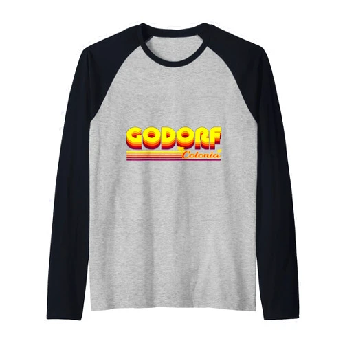 Köln Godorf Colonia Retro und Vintage Design Kölner Viertel und kölsches Karneval Veedel Raglan Baseball Tee
