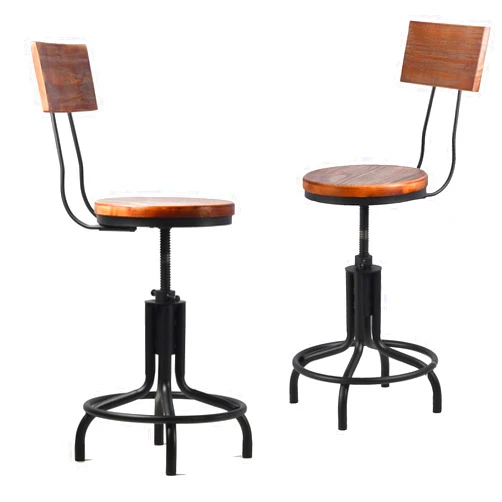 Lisuden Industrial Bar Stools with Backs, Industrial Farmhouse Bar Stools Swivel Stool Counter Kitchen Island with Stools Adjustable 18''-22'' Bar Stools Set of 2