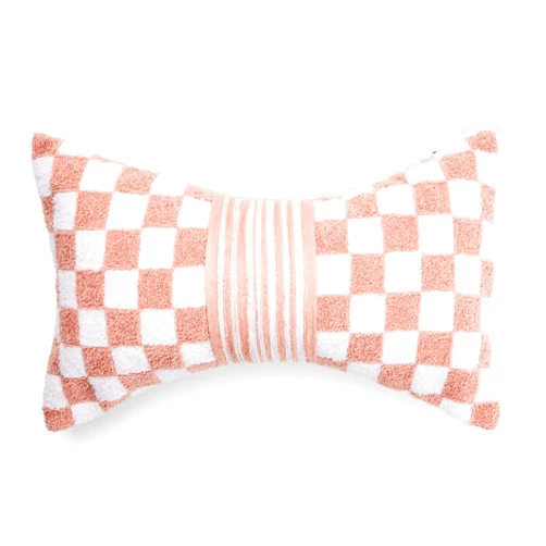 MACKENZIE-CHILDS Throw Pillow, Decorative Pillow, Pink Check Bow