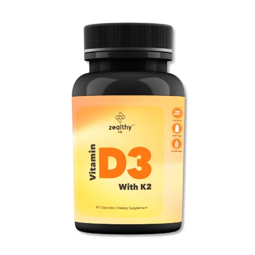Z Zealthy Life Vitamin D3 + K2 - High Potency Bone & Heart Health Formula* - 60 Easy-to-Swallow Capsules | Zealthy Life - 60 Capsules