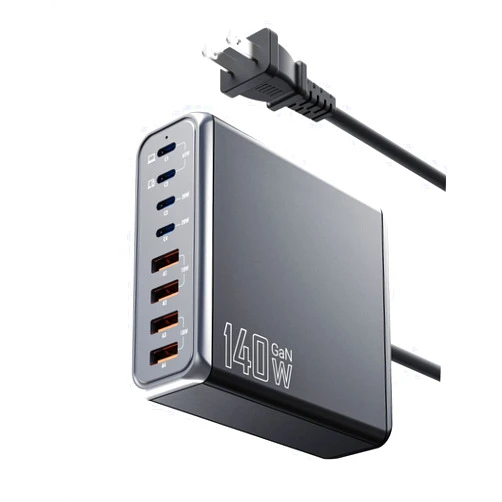 Caxdon 140W USB C Charger 8 Port GaN Charger, Portable Fast USB C Charging Station 65W Laptop Adapter for MacBook Pro/air ipad iPhone 15/Pro Galaxy etc, Travel Essentials (Black)