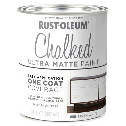Rust-Oleum Linen White Chalked All-in-One Ultra Matte Paint | One Coat Coverage | No Primer, Sanding, Or Topcoat Needed | Easy Clean Up | Made in USA | 30 OZ
