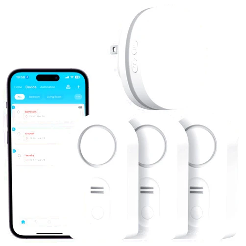Govee WiFi Water Sensor 3 Pack, Smart Water Leak Detector, 100dB Adjustable Alarm Suit for Home and Basement, Water Leak Alert with Email & APP Push
