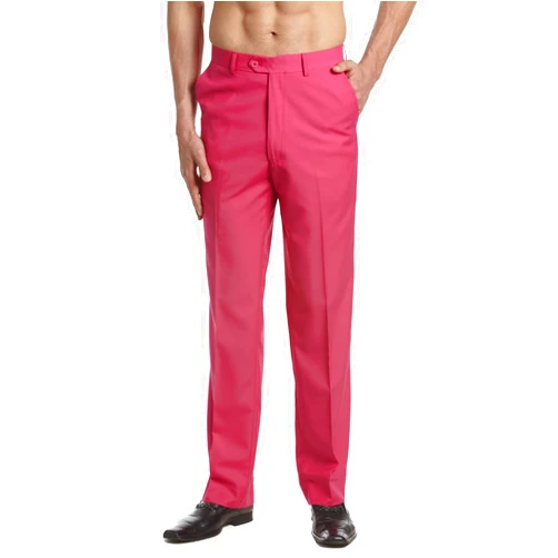 Concitor Mens Dress Pant Trousers Flat Front Solid Mix Multi Color Design