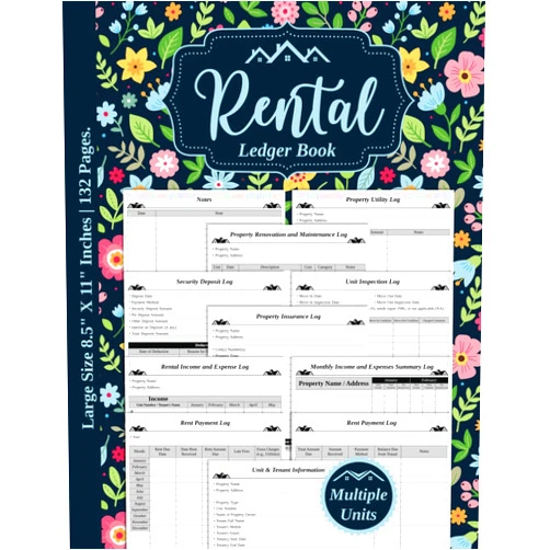 James F. Knudson Simple Rental Ledger Book | Rental Income & Expenses Tracker Organizer Log Book | Keep Track and Record of Your Rent Payment | Rental Property Record ... Management | 110 Pages | flower cover design