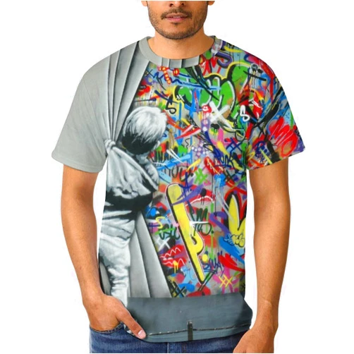 Snbidmk Street Graffiti T Shirt - Novelty Casual Men's Women's Urban Graphic Tee