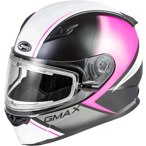 GMAX FF-49S HAIL SNOW HELMET W/ELEC SHIELD MATTE BLK/PINK/WHITE SM