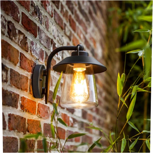 LUTEC Outdoor Indoor Wall Lantern, Farmhouse Barn Wall Sconce Lighting Fixture,Matte Black Finish Anti-Rust Wall Mount Light, Waterproof Wall lamp with Clear Glass for Porch, Exterior, Patio