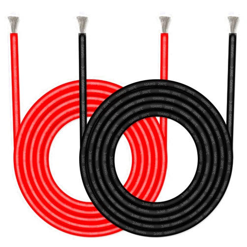 Glarks 10 Gauge High Temp Silicone Wire 6 ft red and 6 ft Black Flexible Insulated Copper Wire