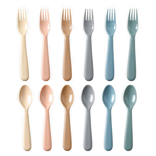 POIKSHARK 12 Pieces Toddler Utensils Set, Plastic Spoons and Forks Set for Kids, Children Safe Flatware, Plastic Reusable Cutlery, BPA Free, Dishwasher Safe