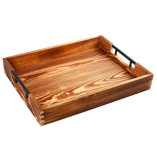 LotFancy Large Ottoman Tray for Living Room, 17x13'' Wood Serving Tray with Handles, Home Décor for Coffee Table, Sofa, 2 Skidproof Coasters Included