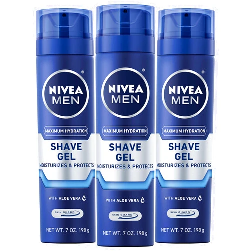 NIVEA Men Maximum Hydration Moisturizing Shaving Gel - For Dry Skin - 7 oz. Can (Pack of 3)