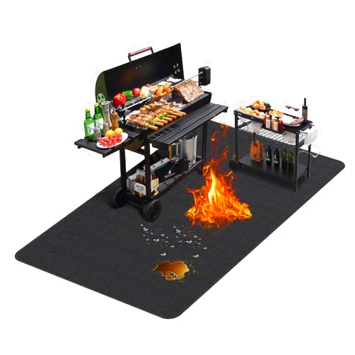 TAOMAND Large 76 x 52 inches Under Grill Mats for Outdoor Grill | Double-Sided Fireproof | Waterproof | Oil-Proof | Easy to Clean | Indoor Fireplace/Fire Pit Mat | Quality BBQ Mat for Deck Patio Lawn