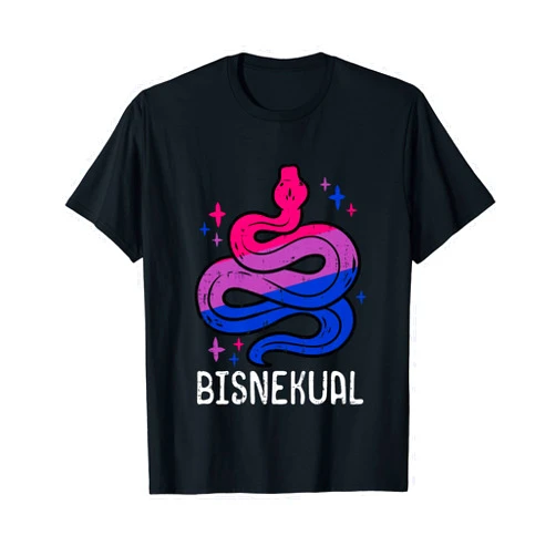 Bisexual Shirts Bi Pride Stuff Men Women Gifts Bisexual Snake Bisnekual Funny Bi Pride Flag LGBTQ Men Women T-Shirt