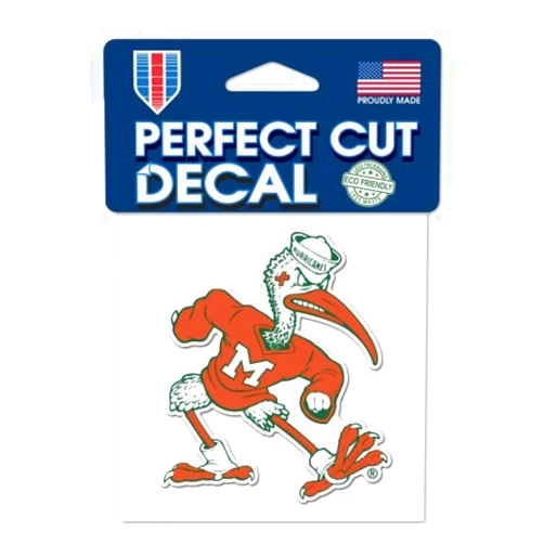 WinCraft NCAA University of Miami Hurricanes 4 x 4 inch Perfect Cut Decal Sticker