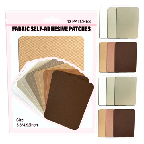 HAZARA Premium Quality Fabric Self Adhesive Patches Tape 12 Pieces sive 3.8x4.92 inch, Durable Fabric Couch Repair Kits for Furniture, Sofa, Car Seats, Clothing, Jackets,Khaki、Camel、Brown、Coffee