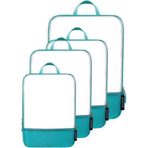 BAGAIL 4 Set/6 Set Ultralight Compression Packing Cubes Packing Organizer for Travel Accessories Luggage Suitcase Backpack(70D 4Set Mesh Teal)