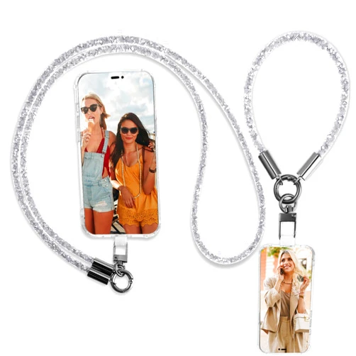 Copkim Crystal Phone Lanyard Wrist Strap Glitter Rhinestone Neck Lanyard Bling Wristlet Keychain Strap for Woman Card Holder