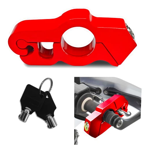 Hirificing Motorcycle Lock, Motorcycle Locks Anti Theft Heavy Duty Anti-Theft Throttle Lock Grip Brake Locks Bike Handlebar Lock, Security to Protect Motorcycle on Dirt Bike Moped Scooter Lock(Red)