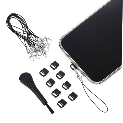 Salbsever 10 PCS USB C Anti Dust Plug USB C Cover Cap Phone USB Type C Dustproof Cover Protector Type C Charging Port Plug USB Port Cover with Easy-Grip Tab Lanyard Cleaning Brush for Type C Port Device