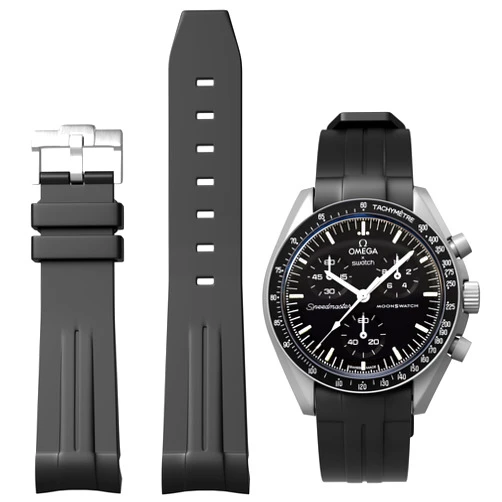 Source Jewelry MoonSwatch Speedmaster 20mm Curved Strap - Premium No Gap Silicone, Waterproof Replacement Band Compatible with Omega x Swatch, Rolex, SEIKO - Durable, Comfort Fit for Men & Women