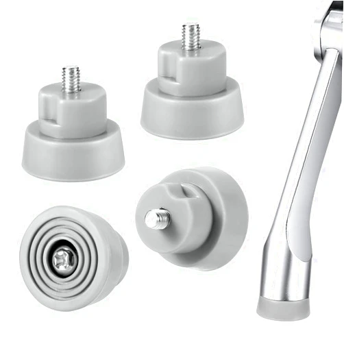 Lasuroa 4 Sets Door Stopper Replacement Rubber Tips, Door Stop Bumper Tips with Screws, Ribbed Door Stopper Repair Replacement Tips Holders for Kick Down/Drop Down Door Stoppers