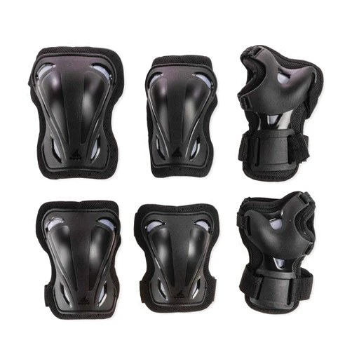 Rollerblade Skate Gear 3 Pack Protective Gear, Knee Pads, Elbow Pads and Wrist Guards, Inline Skating, Multi Sport Protection, Unisex, Black