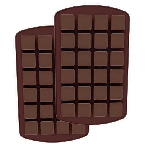 Eoonfirst Bite-Size Silicone Brownie Pan With Dividers 24-Cavity Set of 2, Non-Stick Mini Silicone Molds For Brownie Bites, Keto Fat Bombs, Fudges And Chocolates (Coffee)