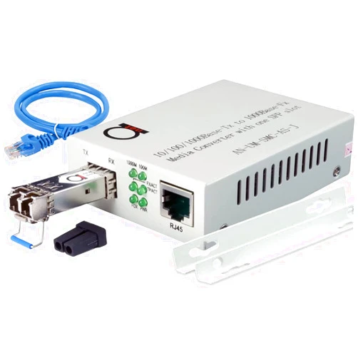 ADnet Single Mode LC Gigabit Fiber Media Converter - Includes LC SFP 20 km (12.42 Miles) LC – to UTP Cat5e Cat6 10/100/1000 RJ-45 – Auto Sensing Gigabit or Fast Ethernet Speed - Jumbo Frame - LLF Support