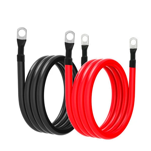 TUELETFU 4 AWG Battery Cable 4AWG Gauge Pure Copper Battery Inverter Cables with 3/8 in Lugs Both Ends Power Inverter Wire Set for Automotive Solar Marine Boat RV Car Motorcycle Red and Black (6ft)