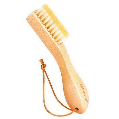BFWood Laundry Stain Brush, Natural Soft Boar Bristle for Scrubbing Out Tough Stains on Delicate Fabrics, Knits, Cotton, Linens, No Damage