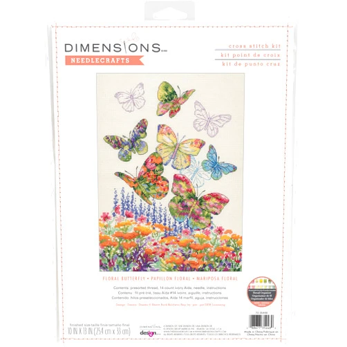Dimensions 70-35448 Floral Butterfly Counted Cross Stitch Kit, 10