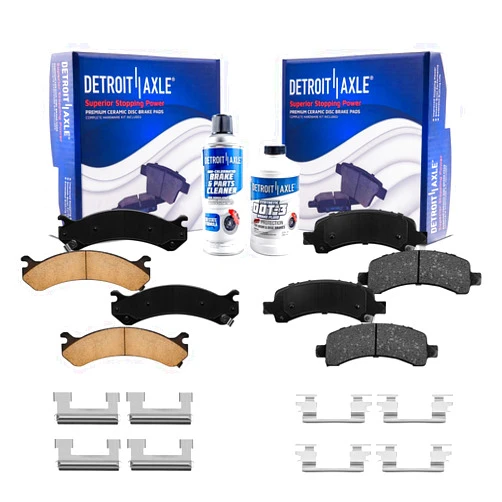 Detroit Axle - Brake Pads for 2003-2020 Chevy GMC Express Savana 2500 3500 Ceramic Brake Pads 2004 2005 2006 2007 2008 2009 2010 2011 2012 2013 2014 2015 2016 2017 2018 2019 Front & Rear Replacement