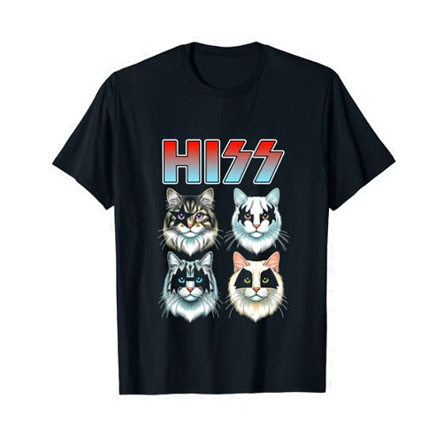 Retro Hiss Cats Funny Costume Hiss Cat Graphic Animal Lovely Kitten Funny Apparel Lovers T-Shirt