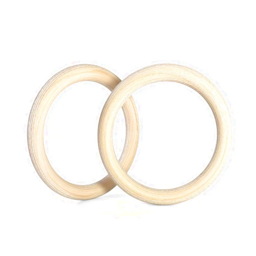Double Circle Wood Gymnastic Rings (Rings Only) and Exercise Videos Guide for Gym, Compatible with Crossfit, and Bodyweight Training