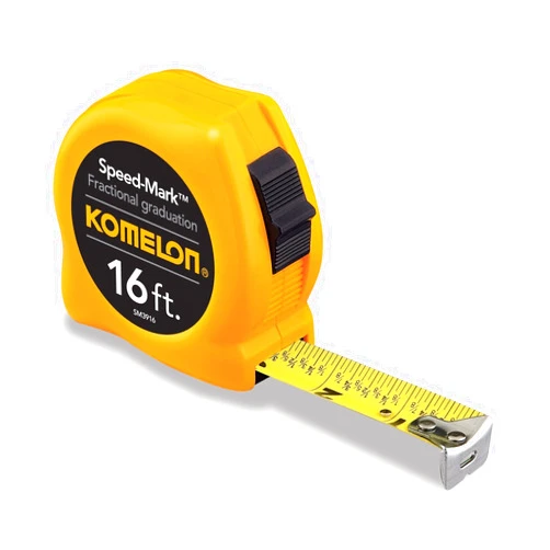 Komelon SM3916 Speed Mark Acrylic Coated Steel Blade Tape Measure 16-Feet by 3/4-Inch, Yellow Case