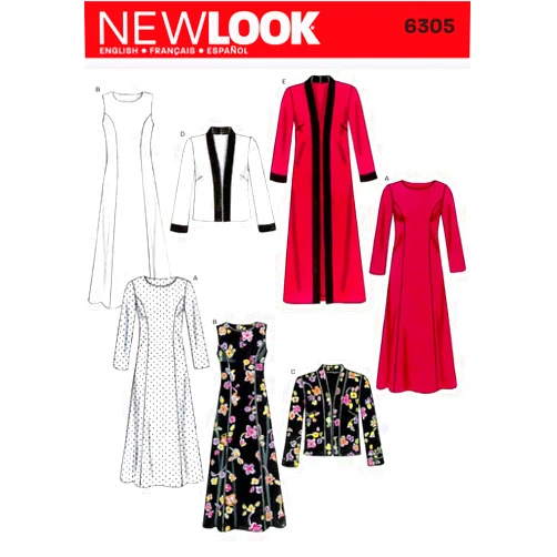 New Look Sewing Pattern 6305 Misses Dresses, Size A (10-12-14-16-18-20-22)