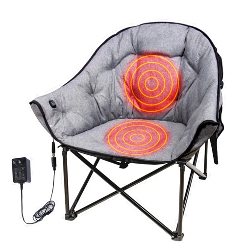 NUOLAN Premium Heated Camping Chair with Charger – Fast Heating, Safety Timer, and Ultra-Comfort Padding No Battery Included(701-T3ZF)