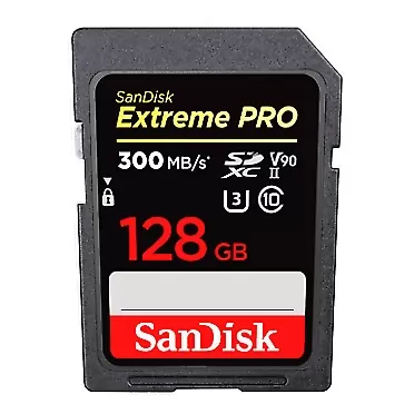 SanDisk 128GB Extreme PRO SDXC UHS-II Memory Card - C10, U3, V90, 8K, 4K, Full HD Video, SD Card - SDSDXDK-128G-GN4IN 128GB Card Only