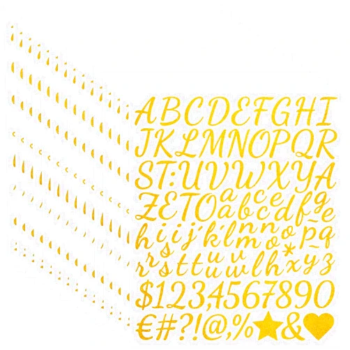YCDMLJC 1440Pcs 15 Sheets Letter Stickers Glitter 1Inch Small Self-Adhesive Number Alphabet Vinyl Stickers for Scrapbook DIY Crafts Bottles Mailbox Sign Door Graduation Cap Notebook Classroom Decor (Gold)