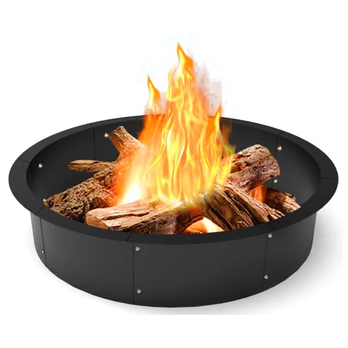 Koutemie Outdoor Fire Pit Ring Liner 40-Inch Outer/36-Inch Inner Diameter, Heavy Duty Solid Metal Steel Round Firepit Rim Insert for Outside DIY Campfire Ring Above or In-Ground, Black